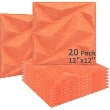 Art3dwallpanels Acoustic Panels 20 Pack Soundproof Wall Panels Acoustic Foam Sound Dampening, 3D Sound Absorbing, 12" X 12", Black