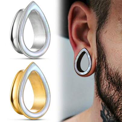 2PCS 316L Surgical Steel Teardrop Ear Tunnels Shell Stretcher Studs Piercing Body Jewelry Unisex Fashion 8-25mm