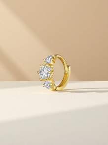 1pc Minimalist Tiny Geometric Lab-Created Zirconia 925 Sterling Silver Earring – For Girls' Daily & Party Cartilage Wear | Ideal Birthday Gift For Girls, Sisters & Friends