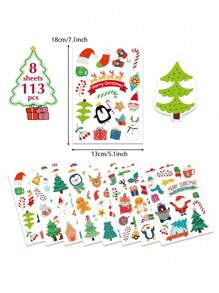 113pcs Christmas Stickers, Cute Christmas Decoration Stickers Featuring Snowman, Christmas Tree And Santa Claus, Suitable For Notebooks, Backpacks, Desktops And Windows, Christmas Decoration Window Stickers
