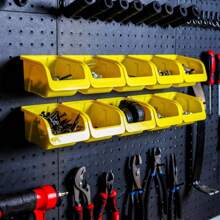 WallPeg 36 Pack Pegboard Bin Kit – 18 Medium & 18 Large Yellow Peg Board Storage Bins |   Parts Organizer For Garage, Workshop, Craft Room, Office, Tool Wall & Workbench |   Pegboard Accessory Organier