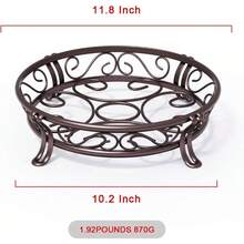 FJHTYJKTUYJ Metal Plant Stand For Outdoor Indoor, Heavy Duty Flower Pots Holder Rustproof Wrought Iron Planter Stands Garden Round Supports Rack For Planter 11.8 Inches, Bronze Black - 11.8英寸 - 查看 5