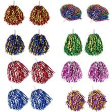 2 件带棍柄的啦啦队绒球，金属箔绒球 20 克，适合团队精神运动、派对、舞蹈、欢呼