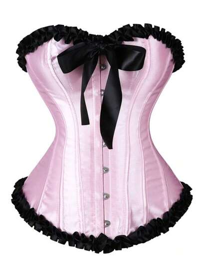 1pc Women's Elegant Contrast Color Ruffle Hem Bustier Waist Belt