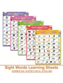 Póster de 220 palabras de uso frecuente en inglés, herramienta educativa de palabras de alta frecuencia, decoración de aula para niños - Multicolor - Ver 7