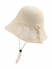 1pc Women Summer Knitted Hollow Bucket Hat, Fisherman Sun Hat With Letter Pattern, Suitable For Summer Outdoor, Random Style - MZ1572 - View 15