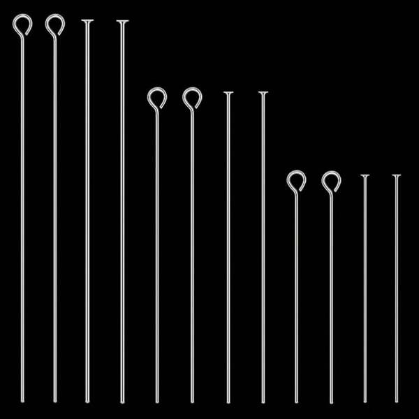 300pcs 304 Stainless Steel Head Pins Flat Head Pins Eye Pin Set For Earring Pendant Jewelry Necklace Bracelet Making(3 Sizes)