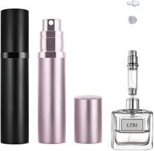 2PCS Perfume Travel Refillable Bottle, Bottom-Filling Fragrances Perfume Atomizer, Empty Mini Cologne Dispenser, Portable Sprayer Pocket Size For On The Go 5ml (Black & Light Pink),10956002 - 黑色 - 查看 1