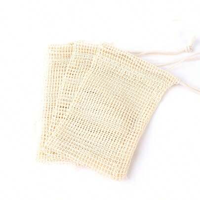 3pcs High Quality Natural Mesh Soap Bags - Soft, Reusable And Breathable Facial Cleansing Foam Net, Suitable For Sensitive Skin, Perfect For Travel And Home Use - Low Allergy Beauty Care Accessories
