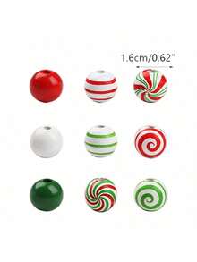 100 pezzi di perline di legno natalizie casuali, perline di legno natalizie da 16 mm per artigianato, decorazioni natalizie in legno, forniture per feste natalizie fai-da-te, perline di caramelle bianche per la realizzazione di braccialetti natalizi, ghirlande natalizie fai-da-te, decorazioni per feste a casa per le vacanze, set di perline natalizie adatto per gioielli fai-da-te, collane, bracciali, orecchini, kit di decorazione per feste di vacanza