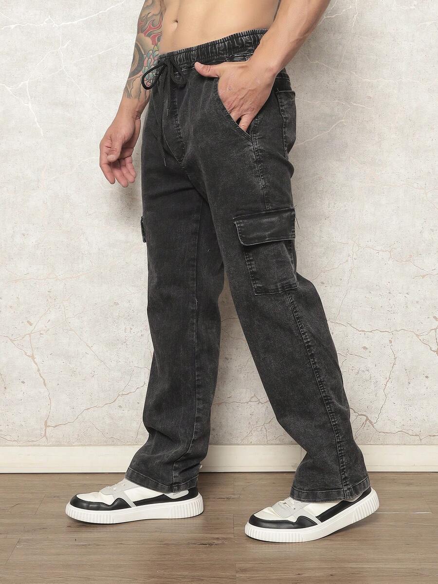 Men's Cargo Pants With Wide Pockets And Drawstring Waist, Ideal For Streetwear Maneuvers - JEANS CHUMPO - View 1