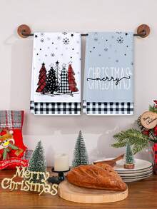 1pc/2Pcs Christmas Dish Towels,Kitchen Towels With Christmas Tree Snowflake Design,Kitchen Towel Set,Christmas Terry Cloth,Merry Christmas Decoration,Xmas Decor, Decor, Decor,Christmas Decorations For Home,Kitchen Accessories,Cleaning Supplies,Kitchen Items,Kitchen Organization