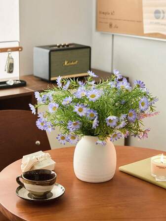 4 件雏菊人造花束，假花装饰，适用于客厅、餐桌、花园、派对