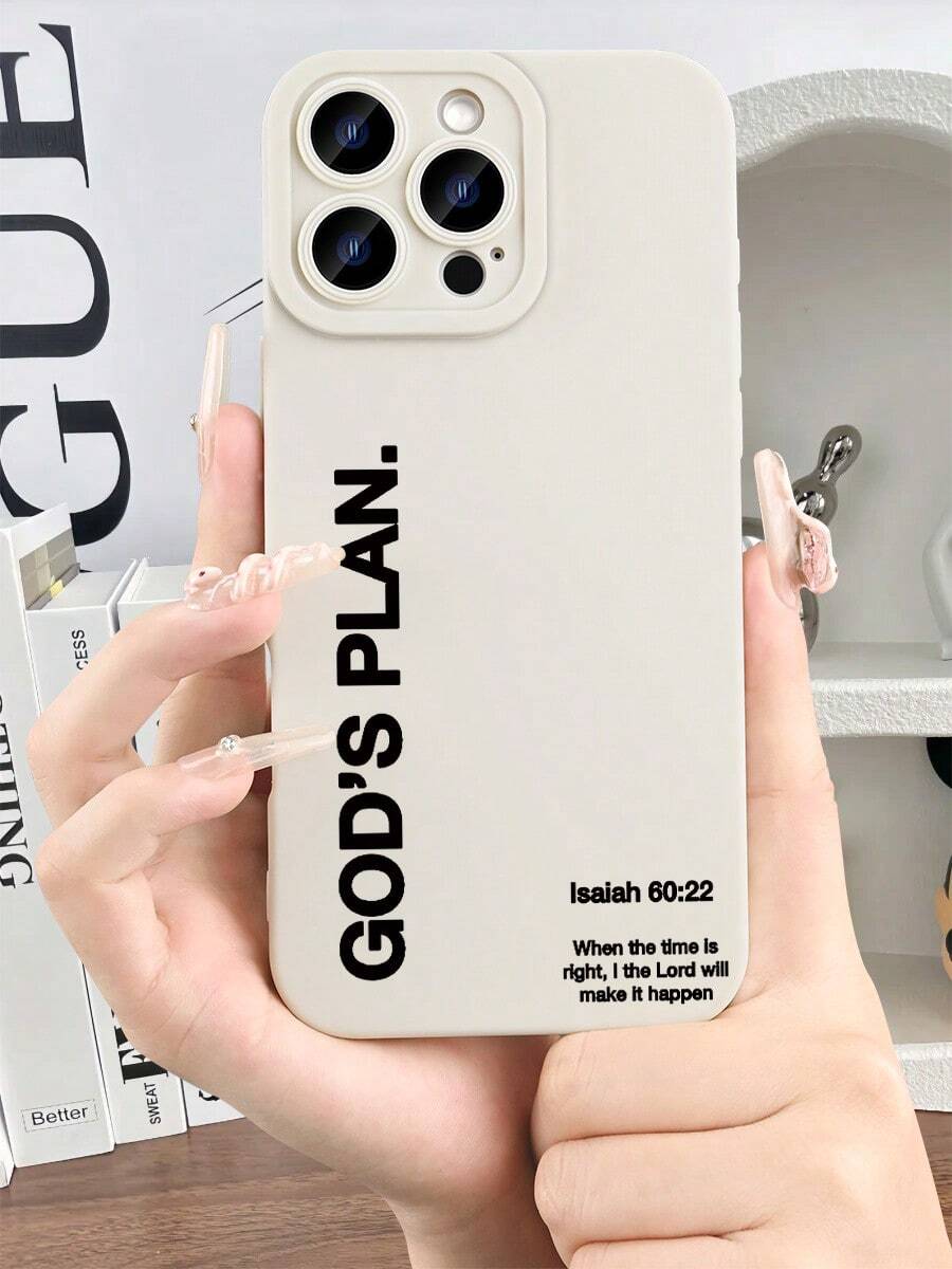 Inspiring "GOD'S PLAN" Scripture Creative Phone Case - Premium TPU Protective Cover, Shockproof & Anti-Slip Full Body Protection For IPhone 16 Pro Max/15 Pro/14 Pro Max (Christian Phone Accessories, Faith-Based Gift, Daily Essential) Vintage White With Isaiah 60:22 Verse - "BETTER" & "SWEAT" Motivational Text (Church Supplies, Bible Study Essential) Anti-Fingerprint Cover For Believers & Young Adults - Trắng cổ - Xem 1