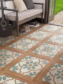 4/10 件装北欧复古风格地板贴纸，即撕即贴防水自粘式防水乙烯基地板，可拆卸地板砖 DIY 地板适用于厨房、餐厅、卧室和浴室地板砖客厅装饰房间装饰家居装饰壁纸墙纸地板砖自粘式地板砖剥离粘贴 - 彩色 - 查看 5