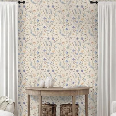 1 Roll Elegant Floral Self-Adhesive Wallpaper - Small Scraps Pattern, Peel And Stick Wallpaper, Waterproof Contact Paper, Removable, Size 17.32in*118.1/196.8in, Perfect For Home Decor, Kitchen, Bedroom, Living Room, TV Backdrop, Furniture Cabinets Shelves Refurbishment, Floral Wallpaper, Easy To Install, Back-To-School Season, Dormitory Tenant Friendly Match, Autumn Artistic Aesthetic Wallpaper