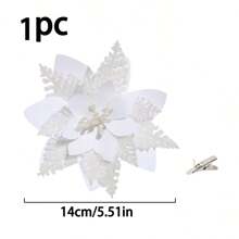 30pcs/20pcs/10pcs/1pc Christmas Tree Decorations, Fake Flowers, Cute Artificial Poinsettia Christmas Tree Decorations, Christmas Flowers, Poinsettia, Glitter Artificial Christmas Flowers, Fake Flowers, DIY Wreaths, Home Decor, Wedding Party, Gift Decorations, Holiday Party Decorations, Christmas/Holiday/Seasonal/Wedding Christmas Tree Decorations, Sparkling Winter Shrub Decor (White) Christmas Decorations Room Decor