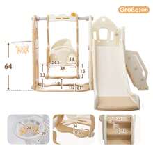 Premium 5-in-1 Multifunktionales Kinderspielset mit Schaukel, Rutsche & Kletterleiter – Inkl. Basketballkorb, Teleskop & Aufbewahrungsbox – Sicherer Indoor/Outdoor Spielplatz für Kinder – Robustes Gartenspielzeug für Kleinkinder ab 3 Jahren – Komplettes Kletterset mit Lernfunktionen – Platzsparendes Spielcenter für Garten, Terrasse und Wohnzimmer