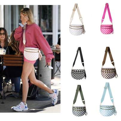 Black And White Checkered Crossbody Bag Bum Bag For Women Spacious Checkered Purse Fanny Packs Belt Bag Plaid