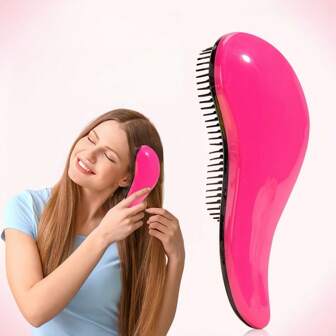 Cepillo desenredante - Desliza el cepillo desenredante a través del cabello enredado - Mejor cepillo/peine para mujeres y hombres - Usar en cabello húmedo y seco (Rosa Rojo), Vuelta al colegio, Artículos esenciales de viaje, Accesorios para el cabello para mujeres