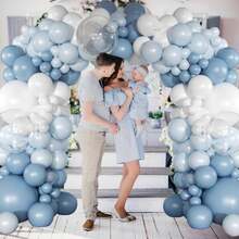 20pcs/35pcs Grey-Blue Balloons, 10-Inch Blue & White Transparent Balloons, Light Blue & Matte White Macaron Balloons, With Clear Balloons Suitable For Valentine's Day Decoration, Children & Adult Birthday, Carnival Theme Party, Wedding, Baby Shower, Gender Reveal Party, Bachelor Party, Celebration, Graduation, Ramadan - Multicolor - View 8