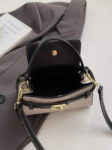 Fashionable Casual Versatile Portable Shoulder/Crossbody/Handheld Contrasting Color Women Small Square Bag - Black - View 11