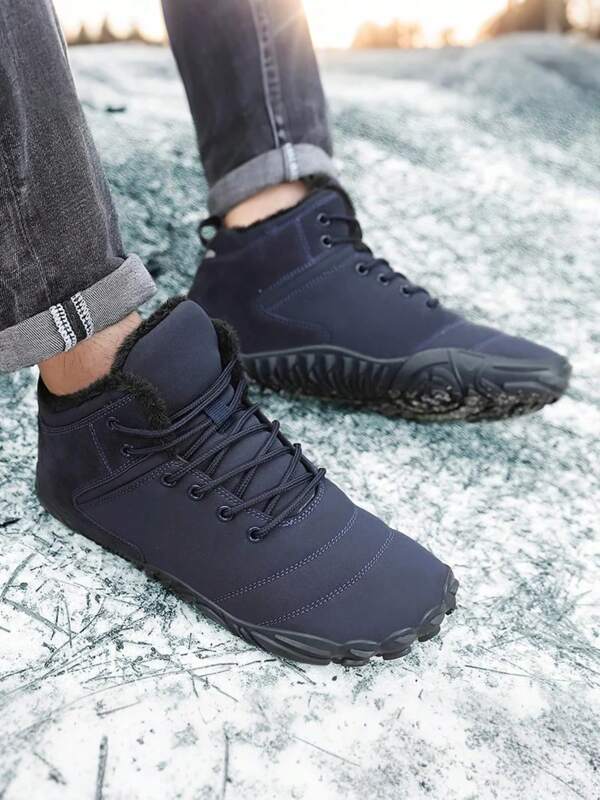 Zapatos casuales para hombre para exteriores, con forro polar, aislamiento grueso y cálido, de caña alta, adecuados para senderismo y actividades al aire libre, botas de nieve para hombre