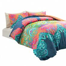 Lush Decor Boho Chic Reversible Cotton Duvet Cover Turquoise/Navy 3Pc Set Full/Queen Halloween-Fall Decor-Room Decor - Xanh ngọc lam/Xanh nước biển - Xem 10