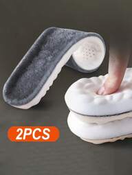 2片加厚仿4D云朵鞋垫，保暖内衬，温暖舒适，温度调节，吸湿排汗，适用于雪地靴和普通靴子，冬季送礼佳品