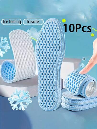 5 双/10 件夏季凉爽透气吸湿排汗减震舒适鞋垫，男女通用运动休闲鞋，缓冲设计，透气材质，返校用品，女鞋靴子配件