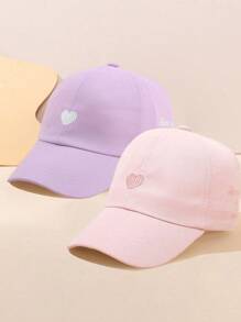2 件爱心刺绣半天顶棒球帽女士太阳帽，可扎高马尾，适合返校、户外运动和日常休闲活动