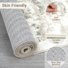 Modern Abstarct Area Rug Soft Low Pile Neutral Carpet Non-Slip Backing Non Shedding Throw Mat Stain Resistant Low Pile Indoor Carpet  Ultra Thin Hallway Runner For Kitchen Bedroom Laundry - Beige - View 9