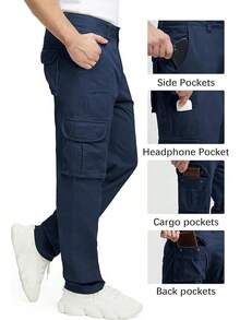 Cargo Pants For Men Multi Pockets Mens Pants Classic Cotton Casual Work Hiking Relaxed Fit Chino Pants-2025 - Màu xanh hải quân - Xem 6