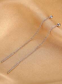 1 Pair Beaded Chain Tassel Earrings, Fashion Minimalist Unique Design Earrings For Women, Suitable For Daily Wear, Parties And Gatherings