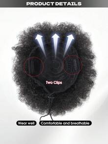 8 Zoll Afro Puff Haarverlängerung mit Zugband für Frauen, blau, pink, burgunderrot, dunkelbraun, schwarz, kurze synthetische Dutt Haarverlängerung, synthetisches Gewebe Haar, Afro lockiges Haar Dutt, Hochsteckfrisur Pferdeschwanz, synthetische hitzebeständige Perücken für Alltag, Party, Cosplay - Verschiedenfarbig - Übersicht 5