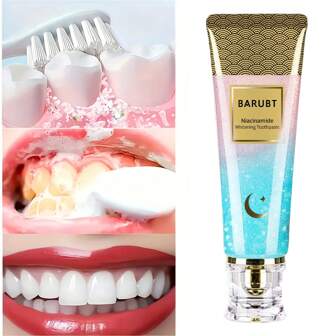 100g Pasta de dientes blanqueadora con niacinamida, pasta de dientes blanqueadora con niacinamida y alcohol, que contiene ingredientes naturales de cuidado suave, elimina profundamente las manchas rebeldes, con sabor frutado fresco, mejora la salud de las encías y refresca el aliento.