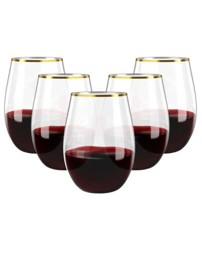 12 pezzi Bicchieri da vino rosso da 360ml/12 once con bordi dorati (riutilizzabili), adatti per acqua, succhi, cocktail, vino, bevande dolci, ideali per compleanni, matrimoni, festività, Ognissanti, Natale, Capodanno e altre occasioni