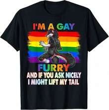 I'M A Gay Furry Rainbow Fox Wolf Fursona Fandom Pride Month T-Shirt,100 Percent Cotton,Black Graphic T-Shirt,Playeras De Hombe,Man  Black T-Shirt,Oversize T-Shirt,S-XXXL,Fall Clothes,Halloween Clothes - màu đen - Xem 1