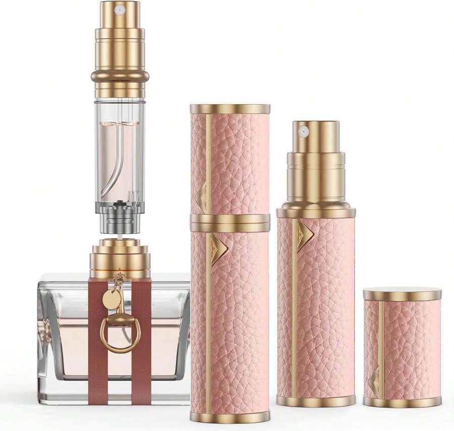 Perfume Travel Refillable Bottle, Tsa Approved 5ml Perfume Atomizer Bottle, Portable Size Sprayer Bottle Luxurious Pocket Perfume Dispenser Pump Transfer Tool For Women Men Travel Accessories.,10955596