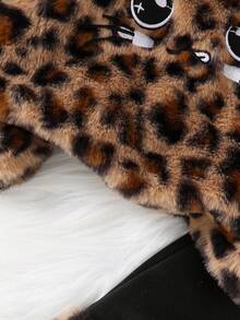 2 件套女婴豹纹连帽运动衫套装 + 裤子，时尚可爱婴儿服装套装 - 棕色 - 查看 6