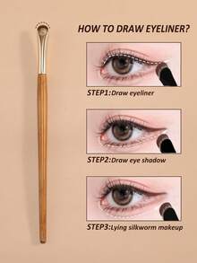 1pc Gold Crescent Shaped Eyeliner Brush, Ultra-Fine Precise Eyeliner Brush, Summer Makeup Tool, With Dust Cover, Suitable For Eyeliner, Lash Contour Brush, Ultra-Fine Crescent Eyeliner Brush - Gold - View 4