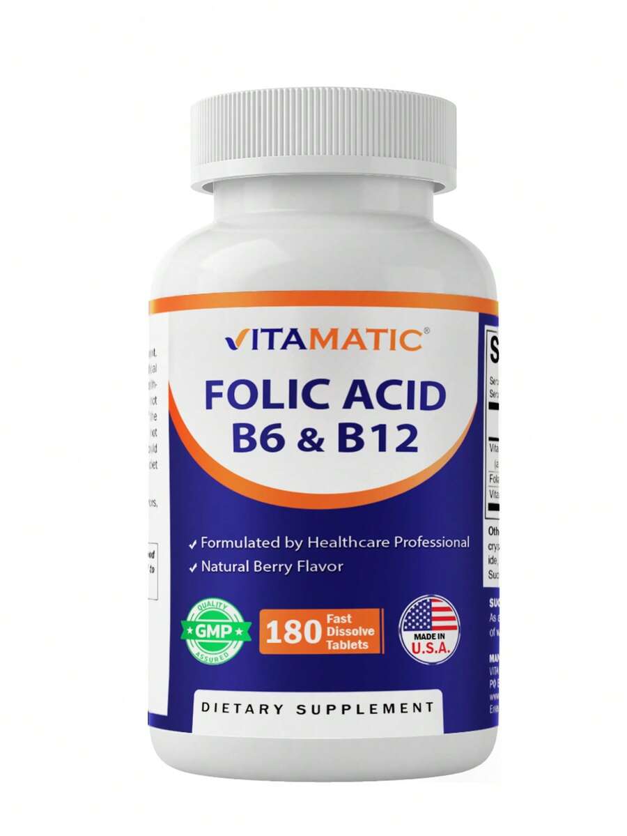 Vitamatic Folic Acid, B12 & B6 – 180 Fast Tablets - 天然莓果口味 - 查看 1