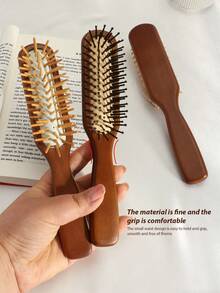 1pc Sandalwood Air Cushion Massage Hair Brush, Minimalist Long Handle Design With Soft Air Cushion, Scalp Massage Hair Brush For Men And Women - Multicolor - View 8