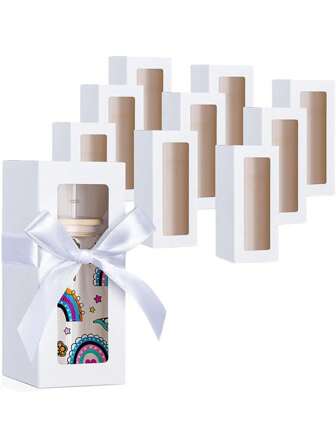 20 st. 8x8x20 cm pappkartong med synligt fönster, aromaterapiljusförpackning lämplig för vinglas presentask, gör-det-själv presentask för bröllop, brud/fest presentask, även lämplig för presentdekoration till högtider