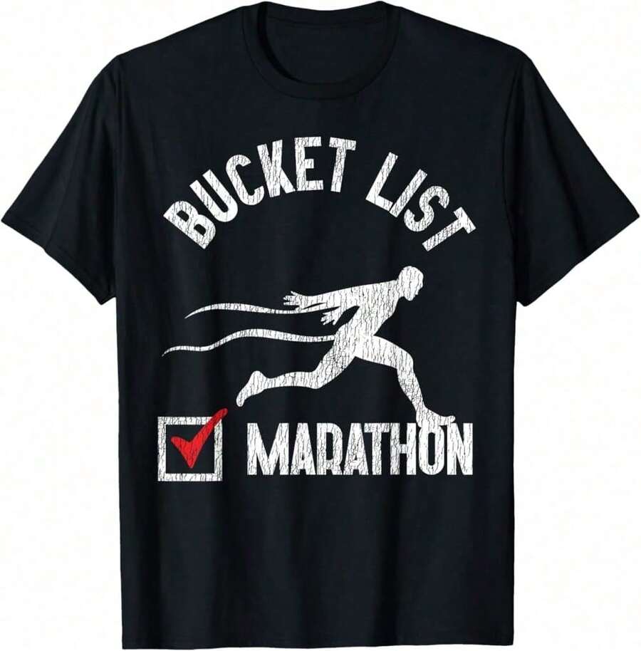 Camiseta de la lista de deseos del maratón con diseño vintage de corredores de media maratón - Negro - Ver 1