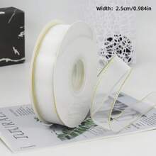 2.5 Cm / 0.984 Inches Gold Trimmed Yarn Ribbon Ribbon Decorative Ribbon,Gift Box Tie,Bouquet Decoration,Wedding Bouquet Tie,Gift Decoration Material,Headdress Bow,DIY Handmade Material,Cake Box Decorative Ribbons, Venue Decoration