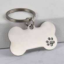 1 Pc Stainless Steel Bone Dog Tag With Dog Paws Hollowed, Laser Engraved Name Dog Tag For Dogs, Custom Dog Collar Tag, Pet Gifts Ornamental,Engraved,Stainless Stylish,Fashion,Colorful,Vintage,Cute,Contracted,Cuties Custom,Unique,Customized,Personalized Pet For Anniversaries,For Birthdays
