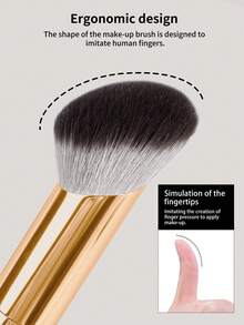 MAANGE 5件套专业铝制面部化妆刷套装，便携旅行化妆刷套装，柔软化妆刷套装，包含粉底刷、遮瑕刷、腮红刷、高光刷、双头散粉刷和轮廓刷，化妆刷套装，化妆刷套装，化妆刷套装，全套化妆刷，化妆刷套装，化妆刷套装，化妆礼盒套装 - 金色 - 查看 9