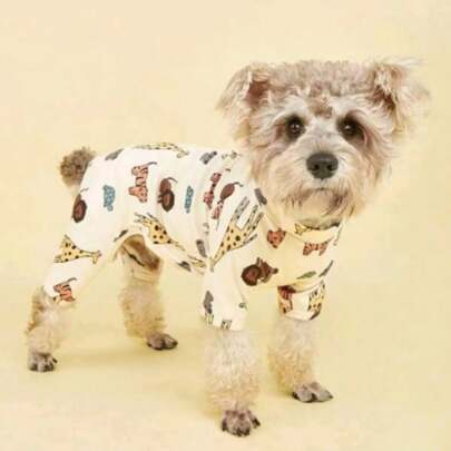 1 件虎纹四腿宠物连体衣，适合猫和小型犬，可日常穿着