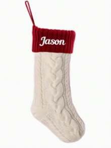 1 szt. Spersonalizowana skarpeta świąteczna z haftowanym imieniem, w stylu vintage, z mieszanki bawełny, w kształcie buta, z pętelką do zawieszania, świąteczna torebka prezentowa do dekoracji kominka